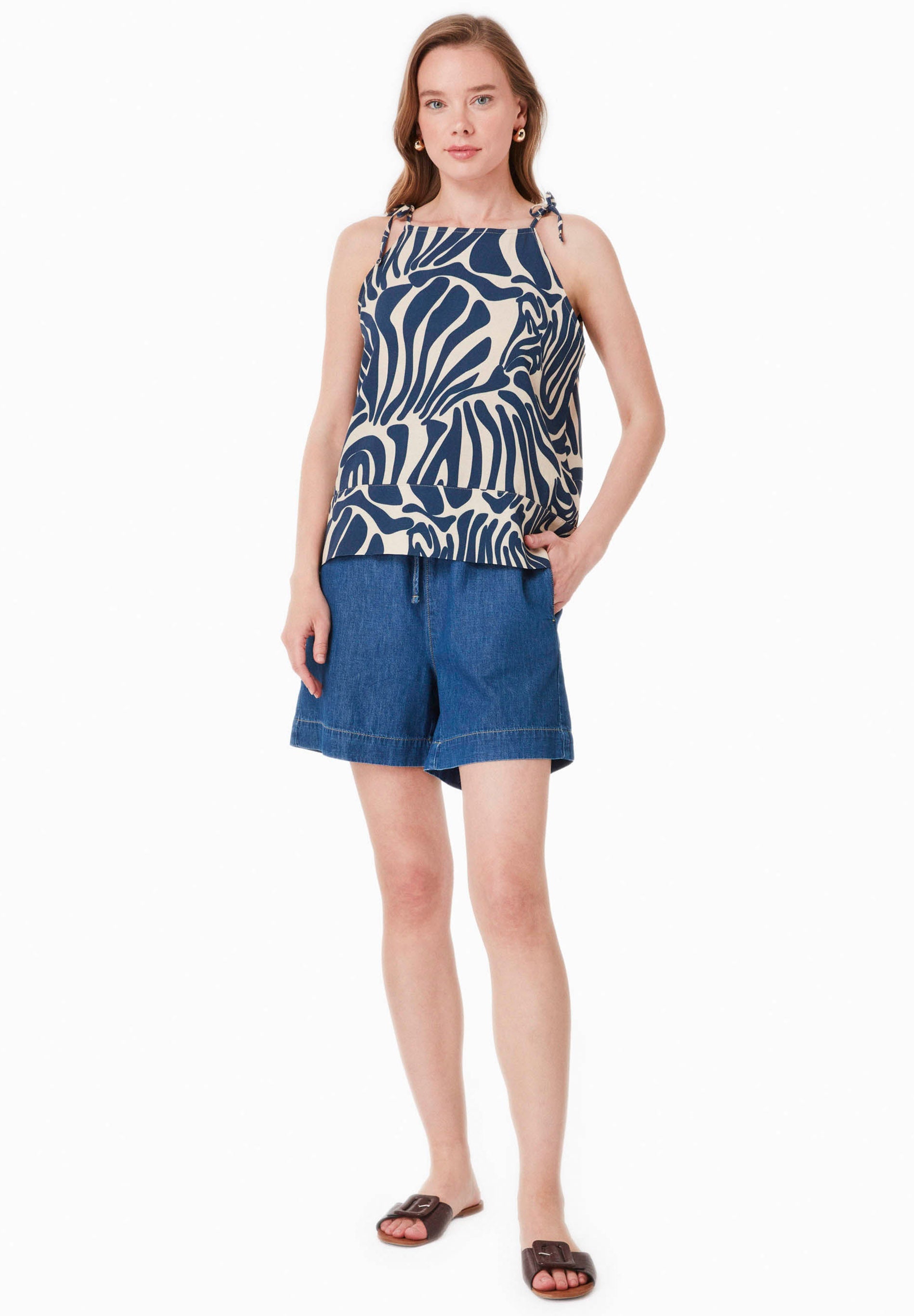 Printed Sleeveless Top in LENZING™ ECOVERO™ Organic Cotton & Linen - Ecomarket.com