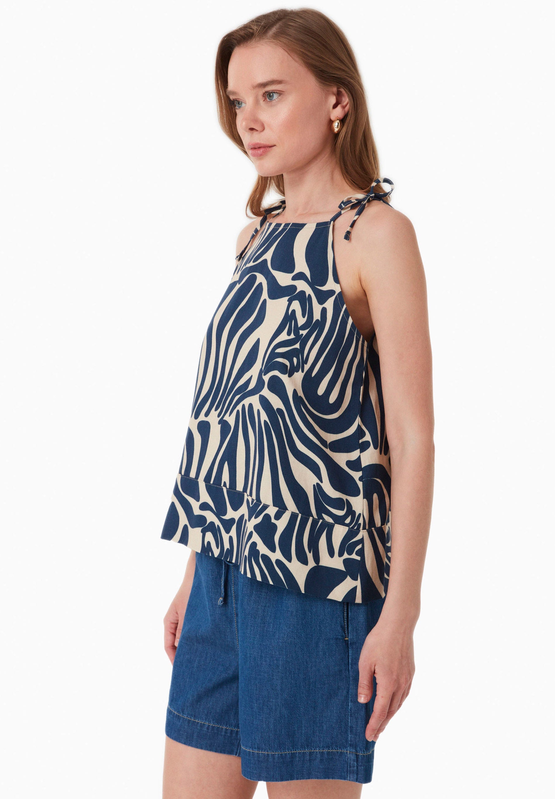 Printed Sleeveless Top in LENZING™ ECOVERO™ Organic Cotton & Linen - Ecomarket.com