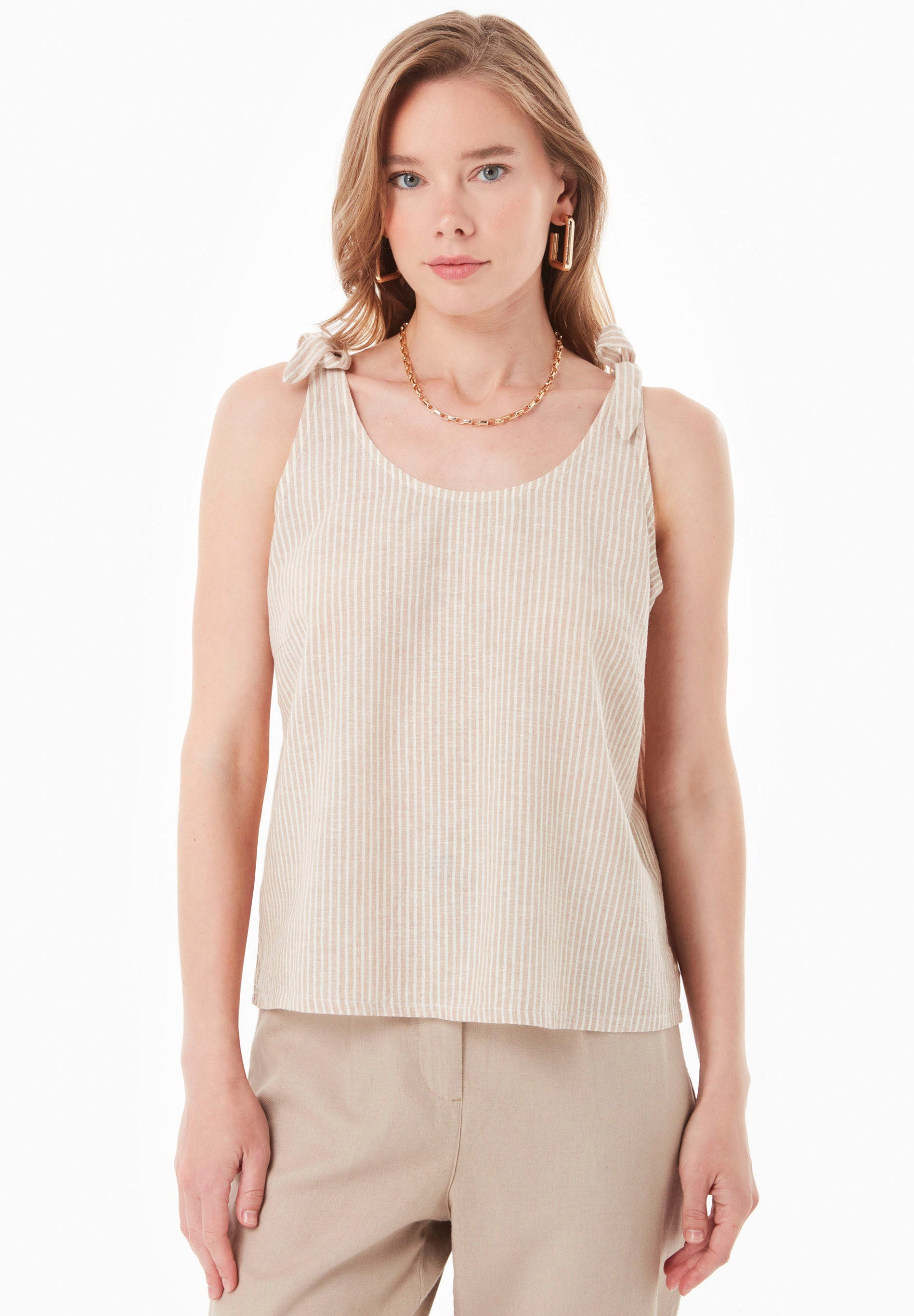 Organic Cotton & Linen Striped Sleeveless Top - Ecomarket.com