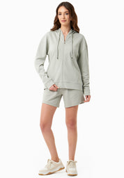 Zip Hoodie in TENCEL™ Modal & Organic Cotton in off moss green - Ecomarket.com