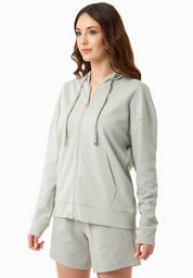 Zip Hoodie in TENCEL™ Modal & Organic Cotton in off moss green - Ecomarket.com