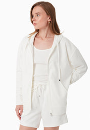 Zip Hoodie in TENCEL™ Modal & Organic Cotton in off white - Ecomarket.com