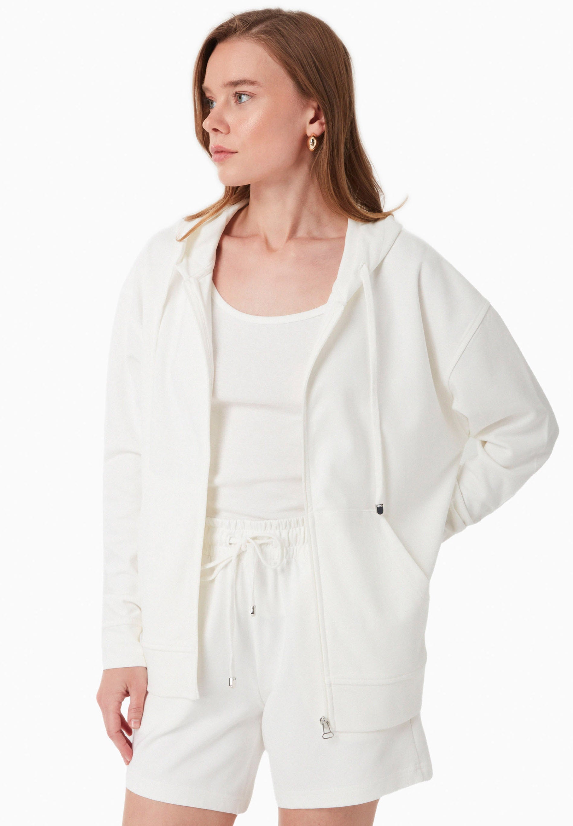Zip Hoodie in TENCEL™ Modal & Organic Cotton in off white - Ecomarket.com