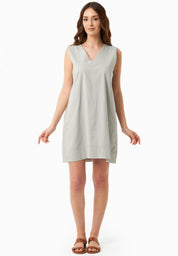 Organic Cotton & Linen Dress with Flowing Skirt green moss - Ecomarket.com