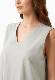 Organic Cotton & Linen Dress with Flowing Skirt green moss - Ecomarket.com