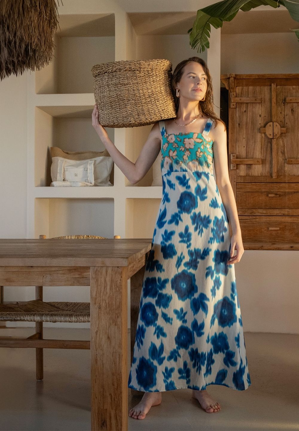 Organic cotton voile dress with floral pattern - Ecomarket.com