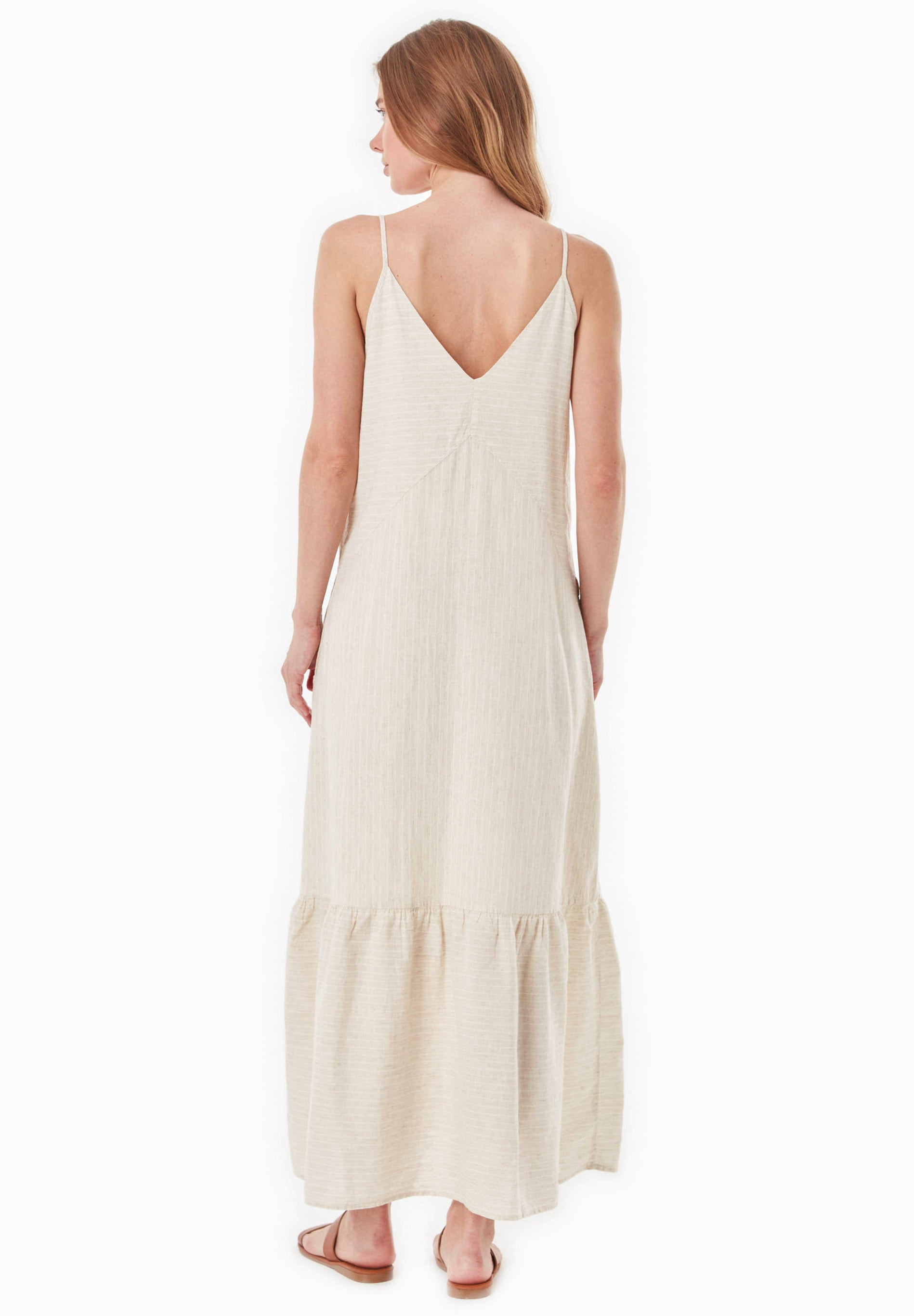 Organic Cotton & Linen Dress with Double V-Neck - Ecomarket.com