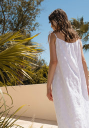 Organic Cotton Jacquard Dress with Adjustable Straps white - Ecomarket.com