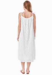 Organic Cotton Jacquard Dress with Adjustable Straps white - Ecomarket.com