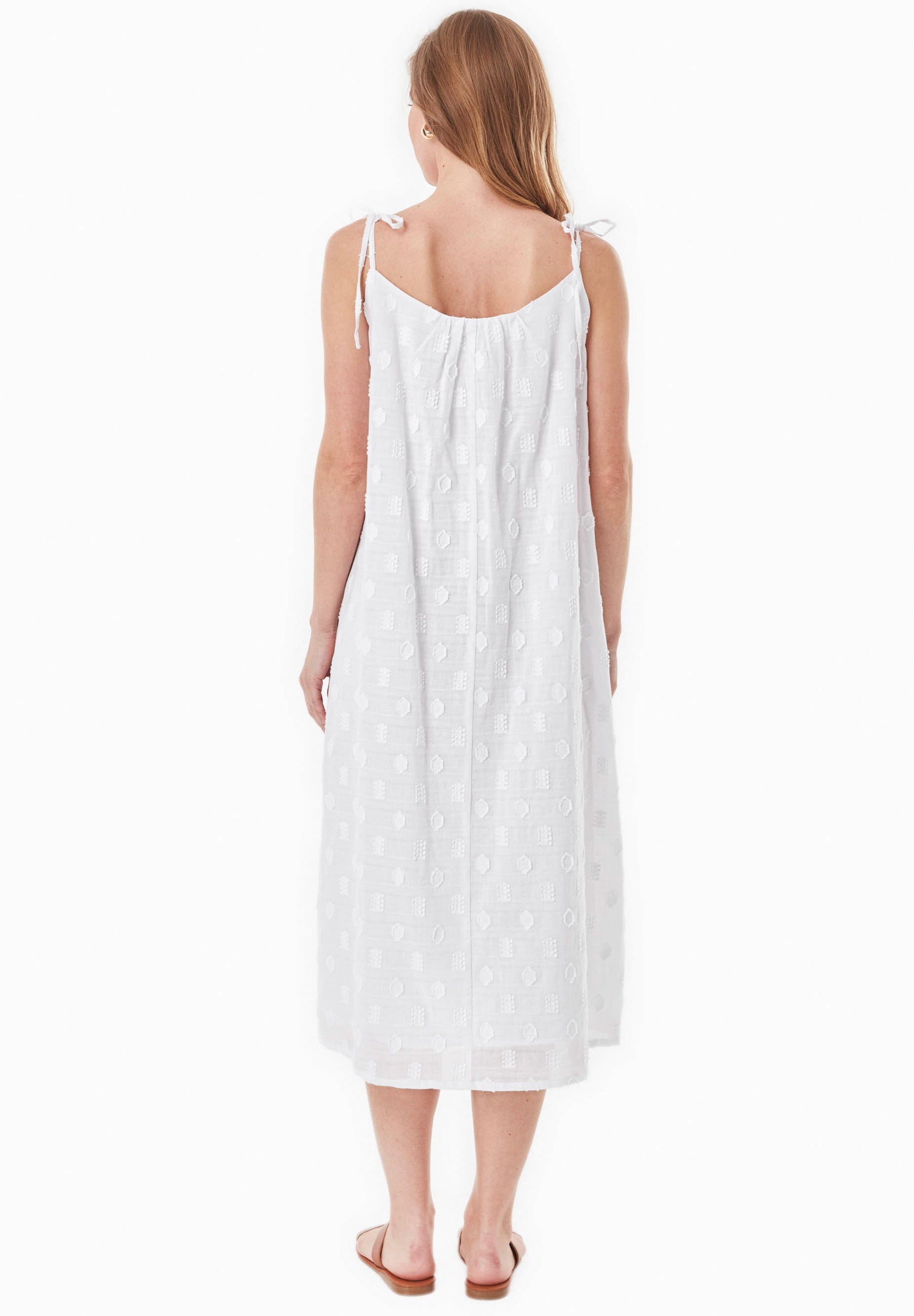Organic Cotton Jacquard Dress with Adjustable Straps white - Ecomarket.com