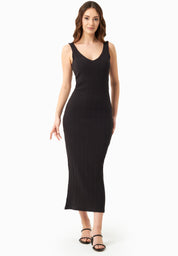 Jacquard Rib Dress in Organic Cotton black - Ecomarket.com