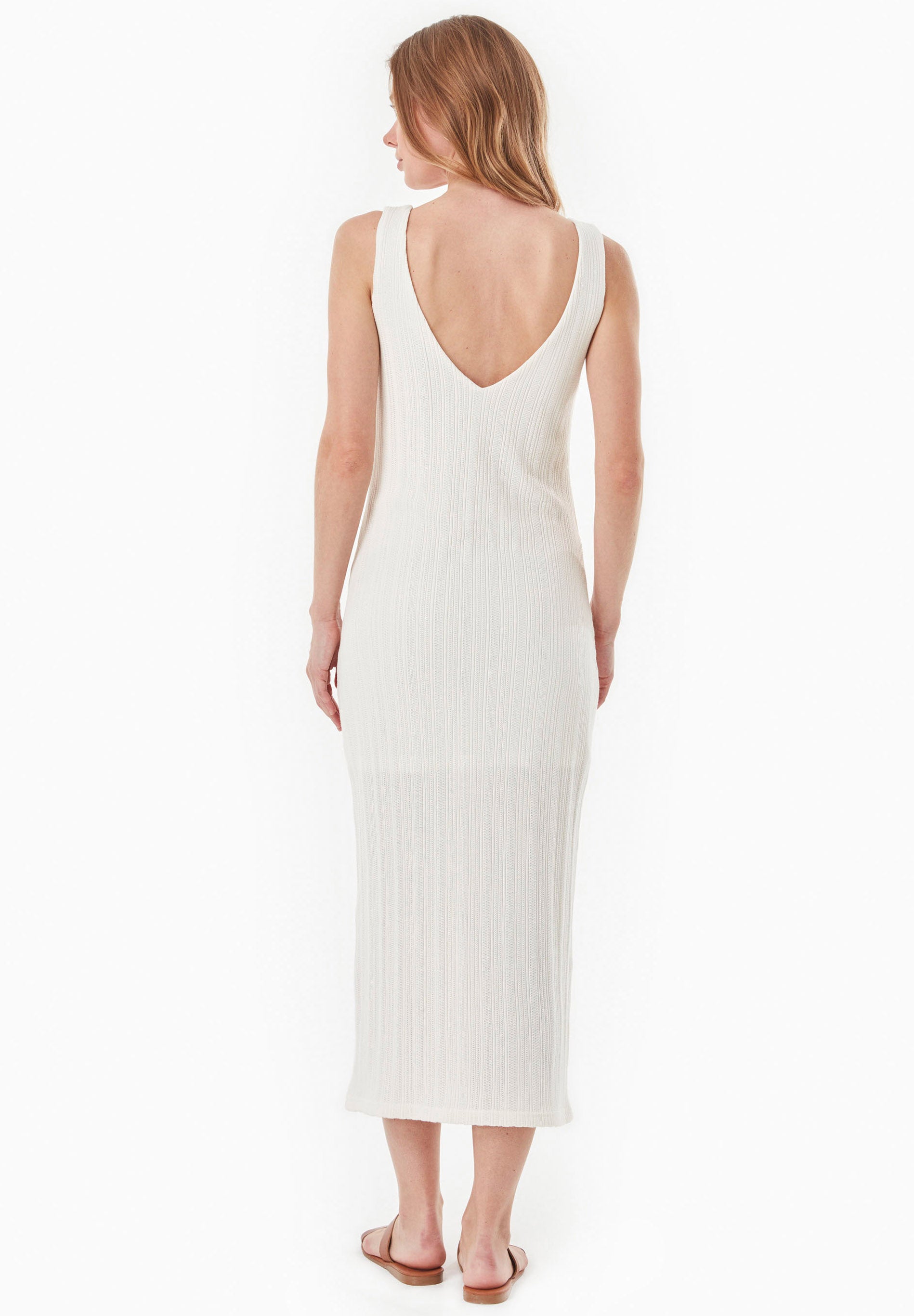 Jacquard Rib Dress in Organic Cotton off white - Ecomarket.com