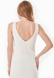 Jacquard Rib Dress in Organic Cotton off white - Ecomarket.com