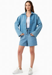 Denim Jacket in Organic Cotton with Low-Impact Light Wash - Ecomarket.com