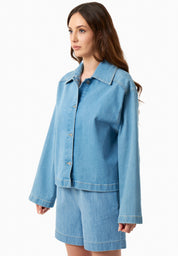 Denim Jacket in Organic Cotton with Low-Impact Light Wash - Ecomarket.com