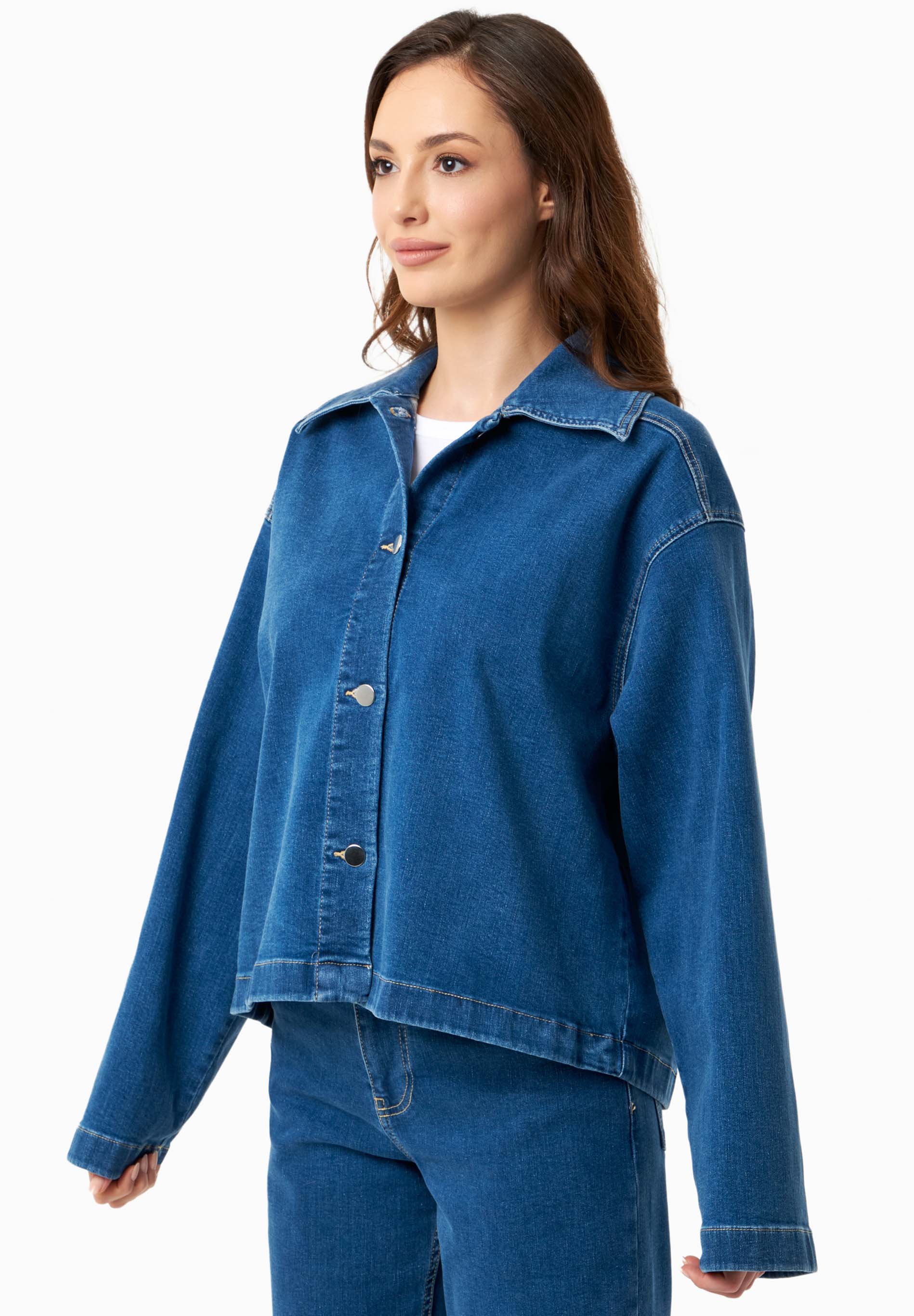 Denim Jacket in Organic Cotton with Low-Impact Medium Wash - Ecomarket.com