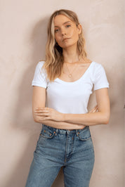 Boat Neck Cotton Modal Blend T-shirt - Ecomarket.com