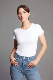Short Sleeve Crew Neck Cotton Modal Blend T-shirt - Ecomarket.com