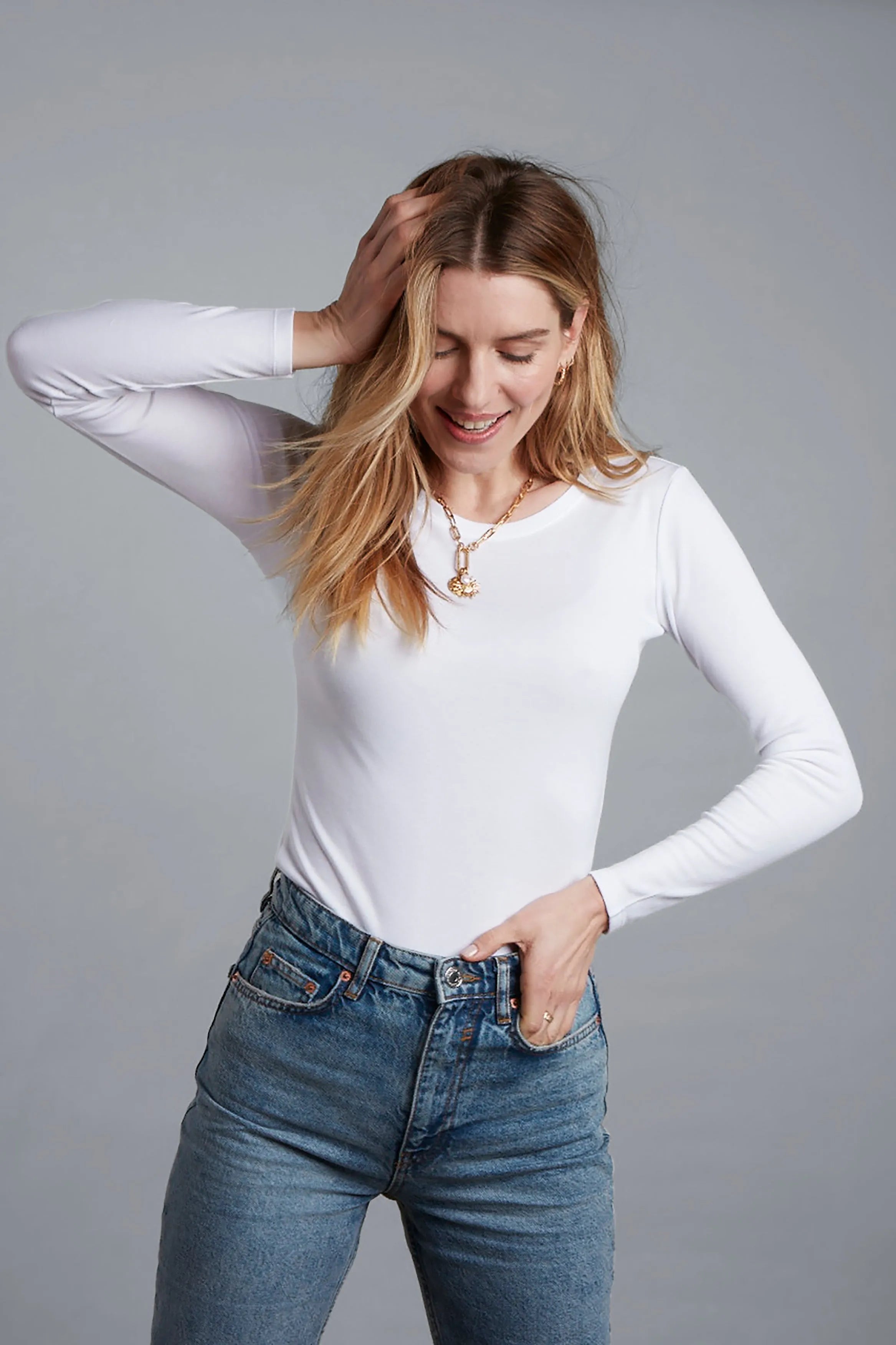 Long Sleeve Crew Neck Cotton Modal Blend T-shirt - Ecomarket.com