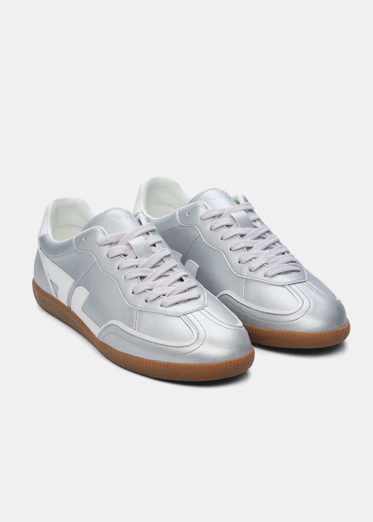 Delta-Series Handmade Vegan Sneakers in Silver - Ecomarket.com