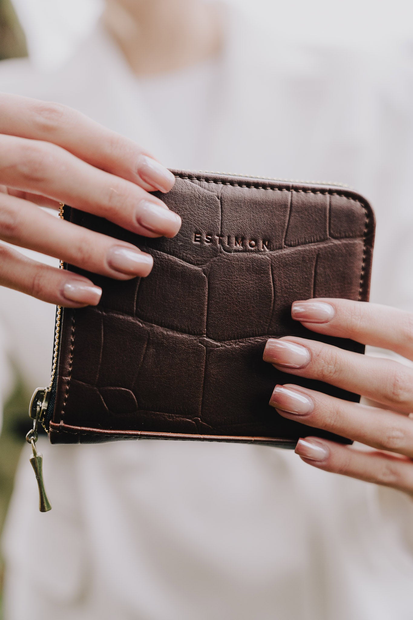 MULTI WALLET corn leather brown crocodile - Ecomarket.com
