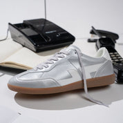 Delta-Series Handmade Vegan Sneakers in Silver - Ecomarket.com