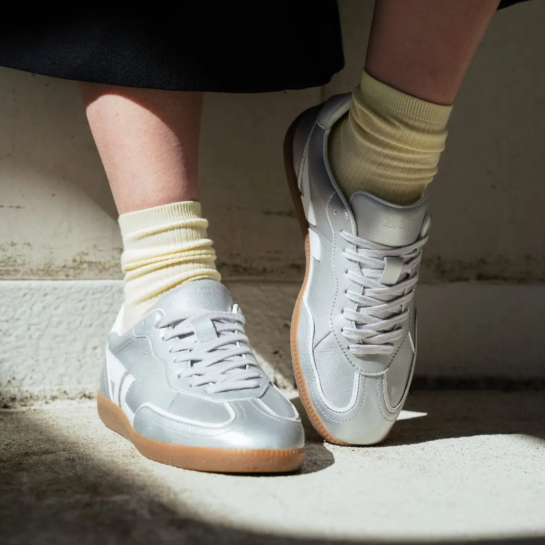 Delta-Series Handmade Vegan Sneakers in Silver - Ecomarket.com