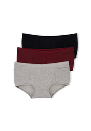 BLAIRE | Organic Cotton & TENCEL™ Modal Hipster Briefs, 3-Pack (mix bordeaux, black & grey) - Ecomarket.com