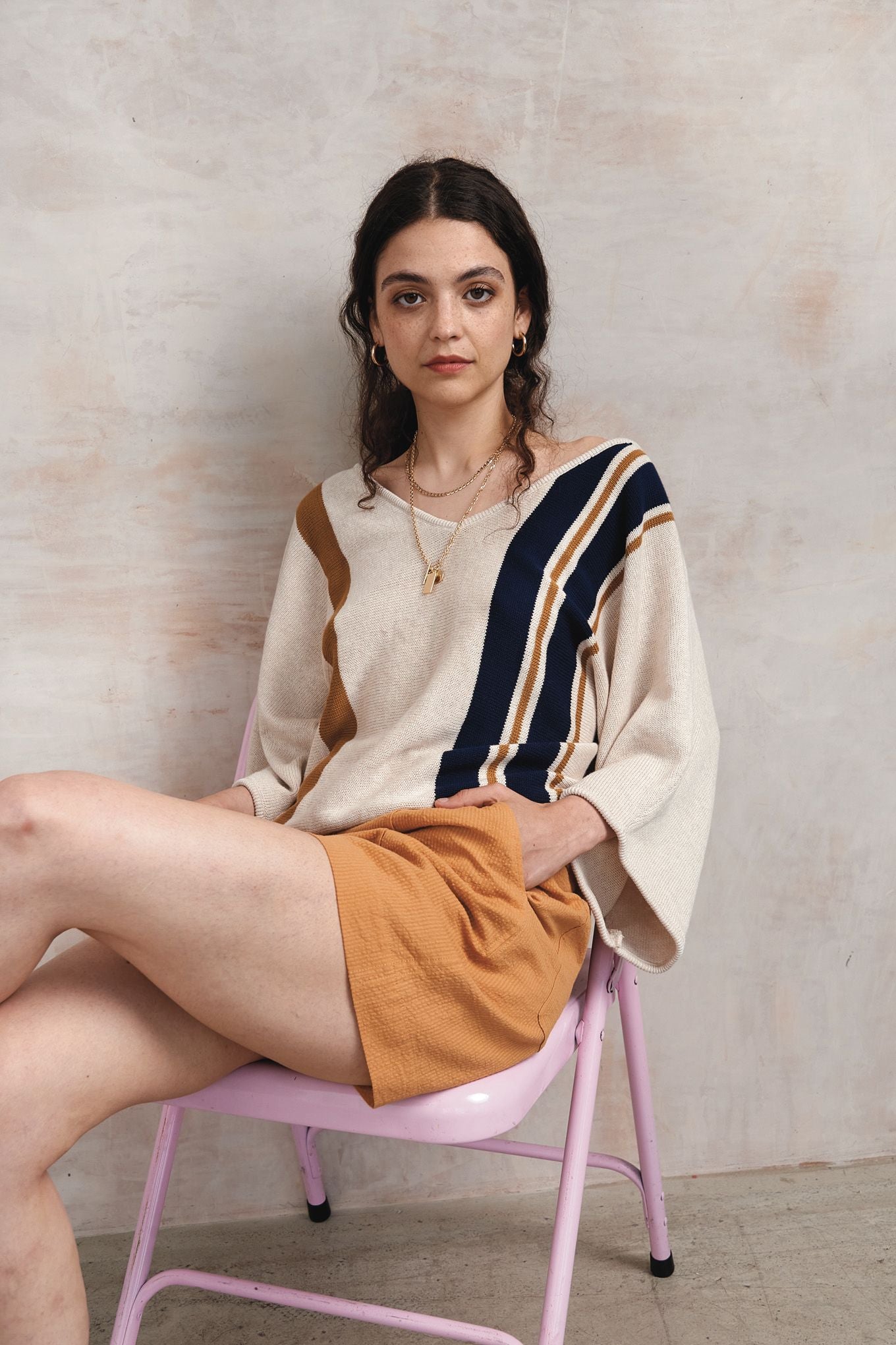 FREDDIE - Organic Cotton Knit Top - Sand - Ecomarket.com