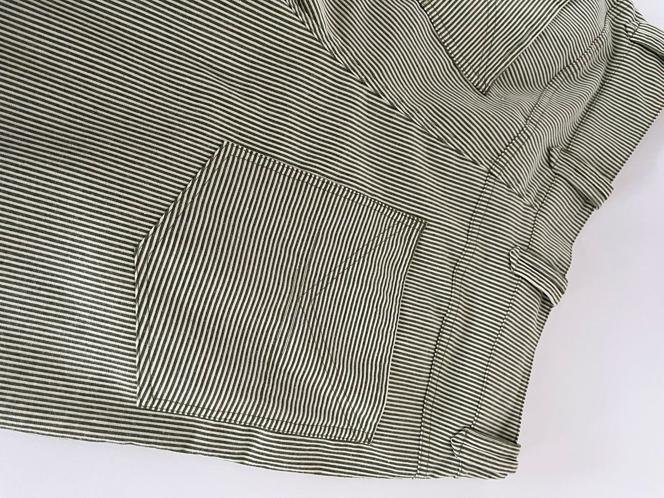 MAKULU - Organic cotton trouser - Green ticking stripe - Ecomarket.com