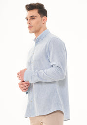 Striped Long-Sleeved Shirt in Linen & Organic Cotton - Ecomarket.com
