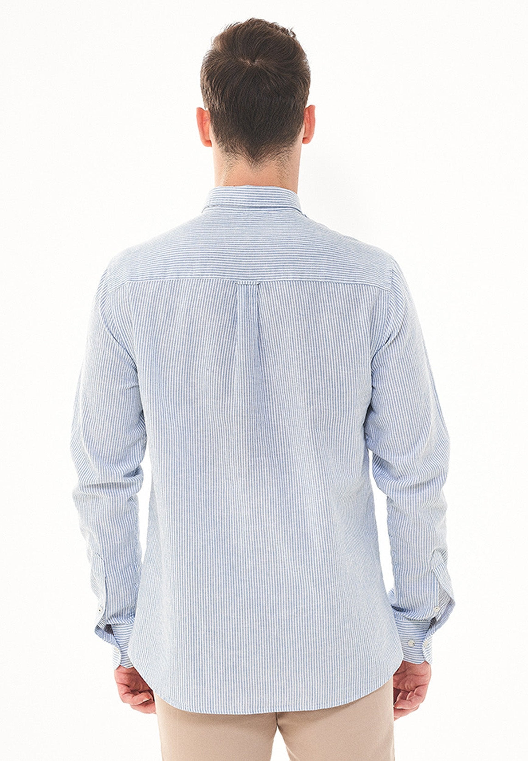 Striped Long-Sleeved Shirt in Linen & Organic Cotton - Ecomarket.com