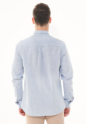 Striped Long-Sleeved Shirt in Linen & Organic Cotton - Ecomarket.com
