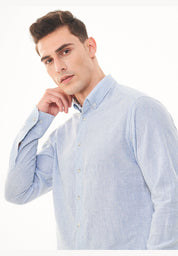 Striped Long-Sleeved Shirt in Linen & Organic Cotton - Ecomarket.com