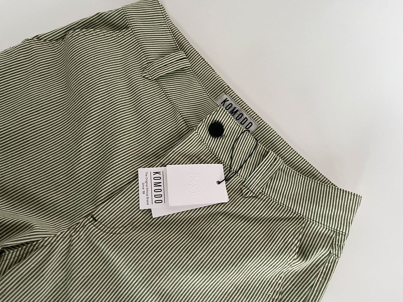 MAKULU - Organic cotton trouser - Green ticking stripe - Ecomarket.com