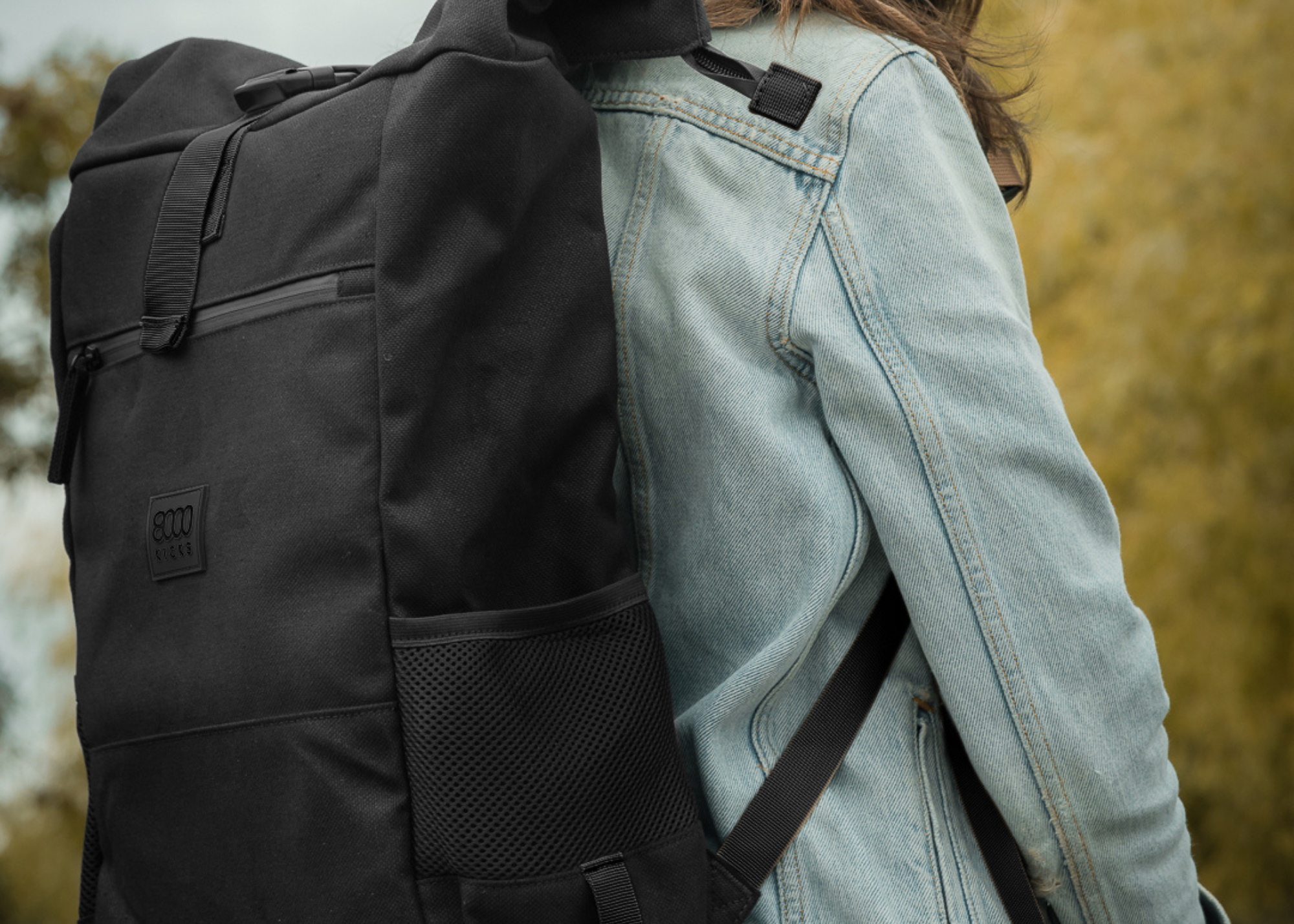 8000Kicks Everyday Hemp Rolltop Rucksack Vegan – Full Black