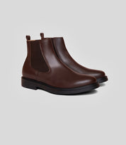 Vegan Chelsea Boot - Men featuring elegant brown design and handstitched blake technique.