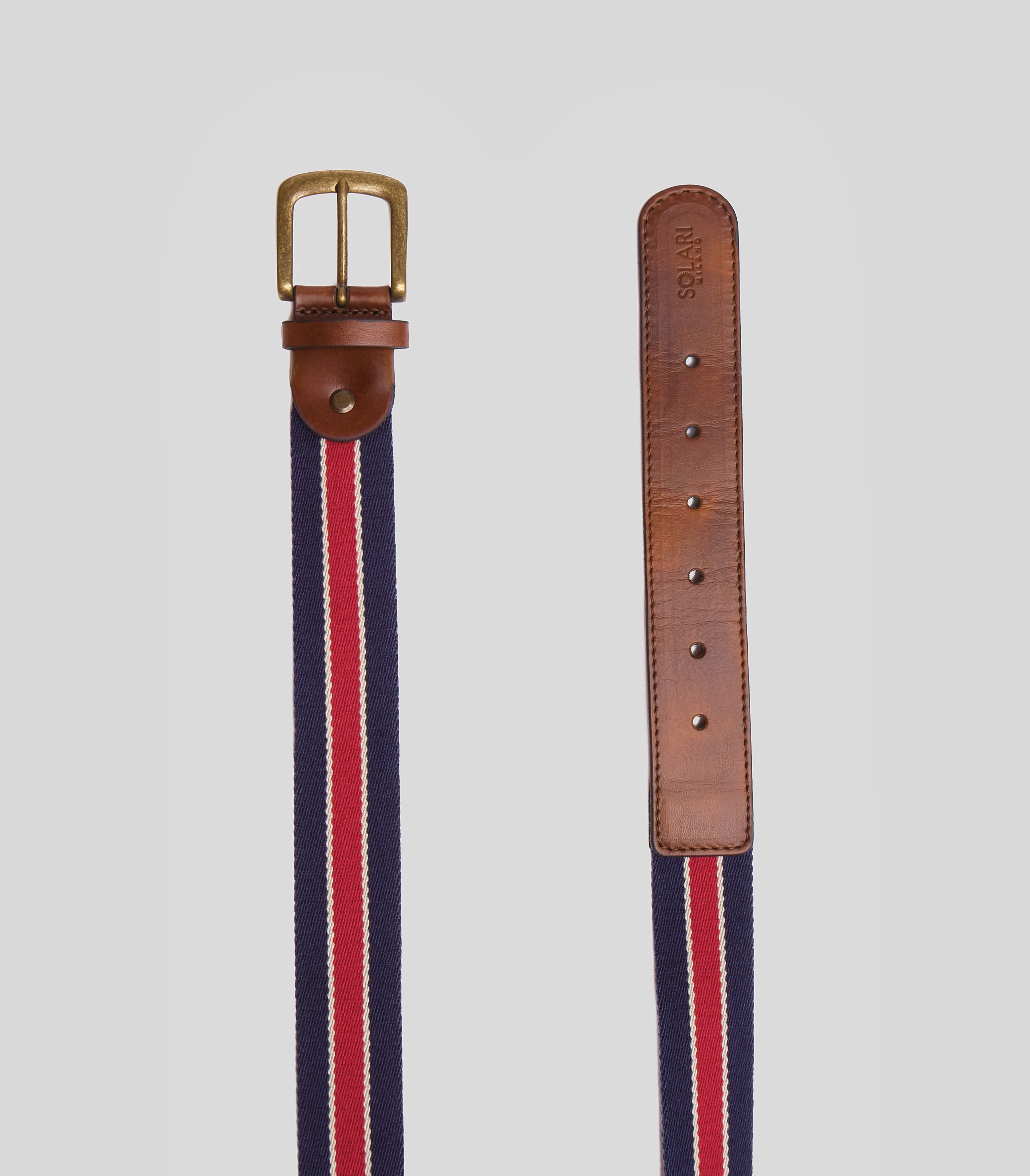 Solari Milano - Brera - Woven Fabric Belts for Men – Red, Blue and White