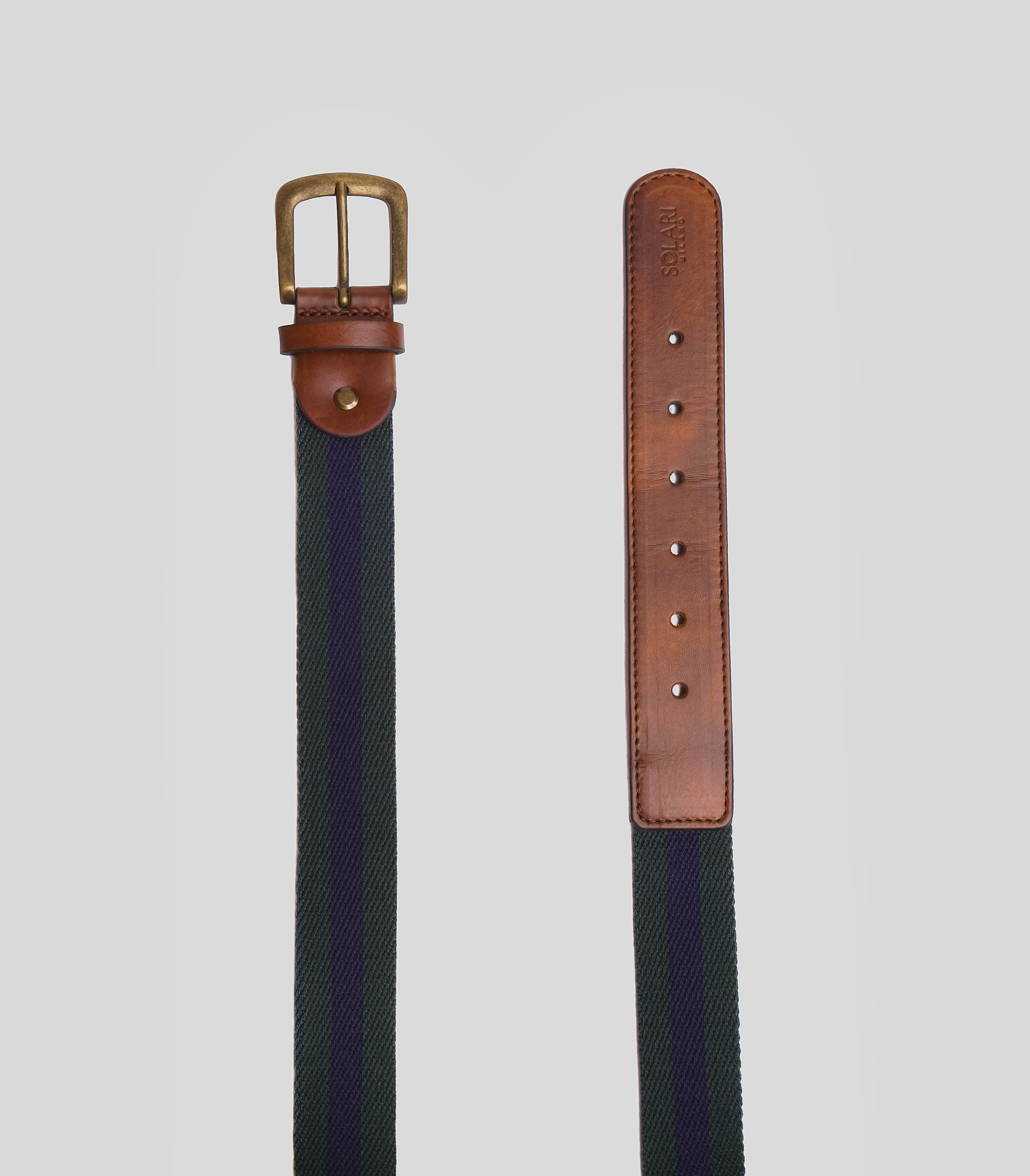 Solari Milano - Sempione - Woven Fabric Belts for Men – Green and Blue