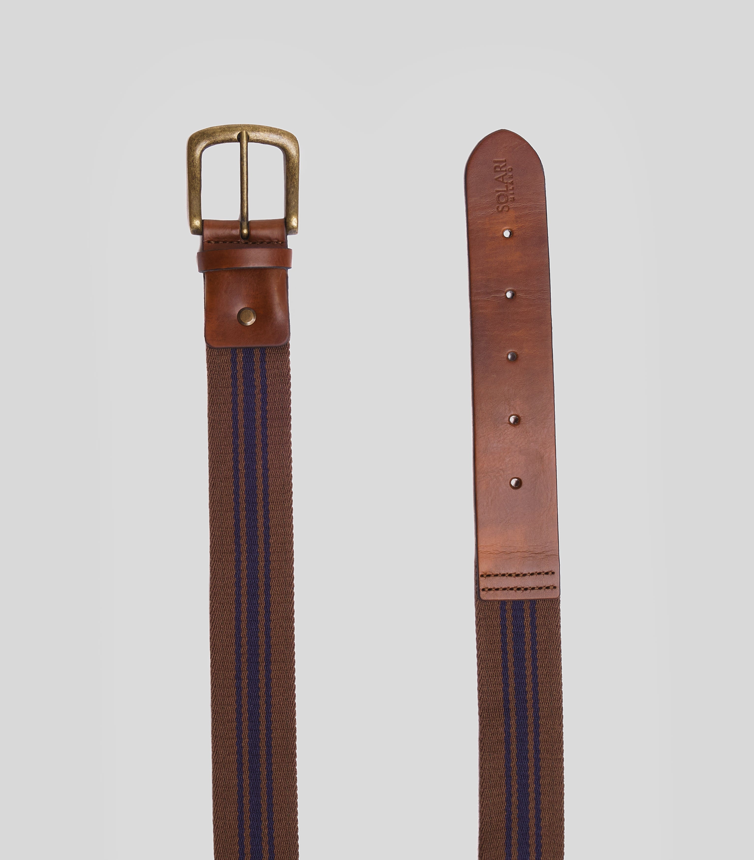 Solari Milano - Mascagni - Woven Fabric Belts for Men – Brown and Blue