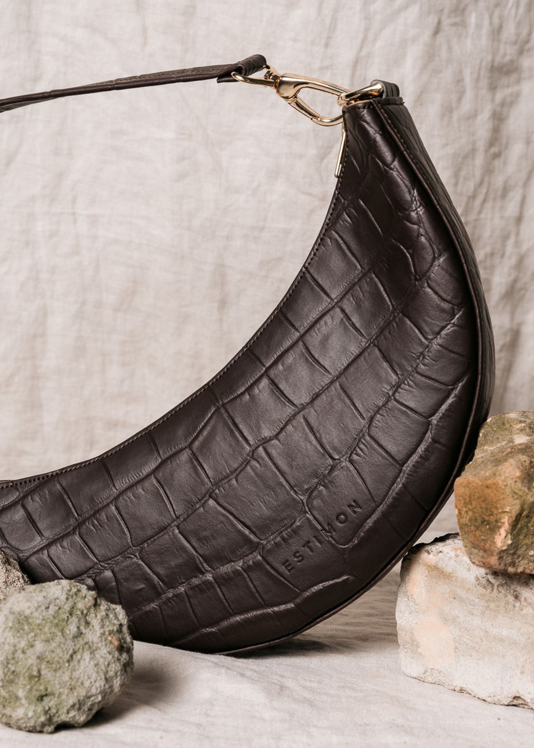MINI HOBO BAG – Corn Leather in Chocolate Croco