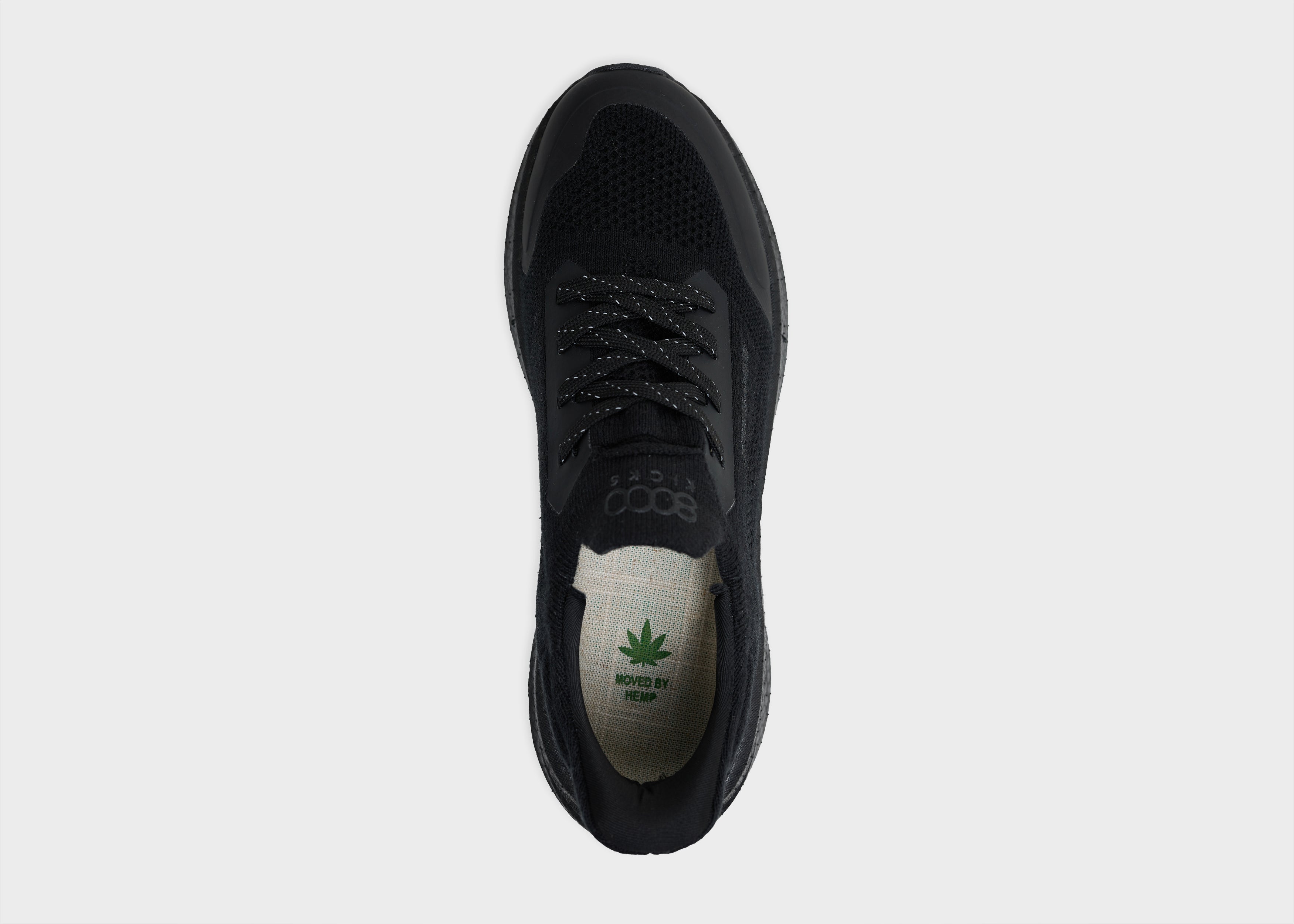 8000Kicks Hemp Runners - Vegane Laufschuhe - Herren - Ganz in Schwarz
