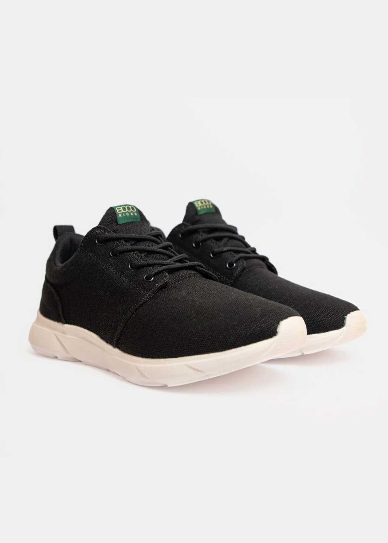 8000Kicks explorer V2 men’s black hemp sneaker two shoes front view