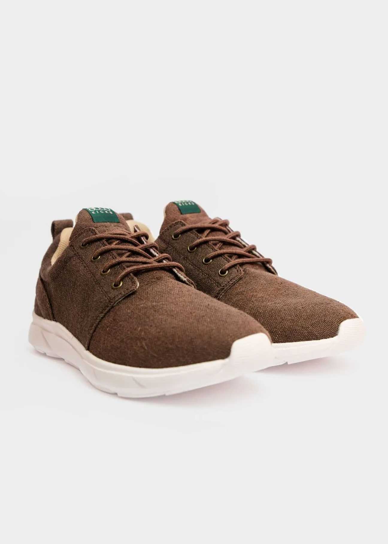 8000Kicks explorer V2 women’s brown  hemp sneaker two shoes front view