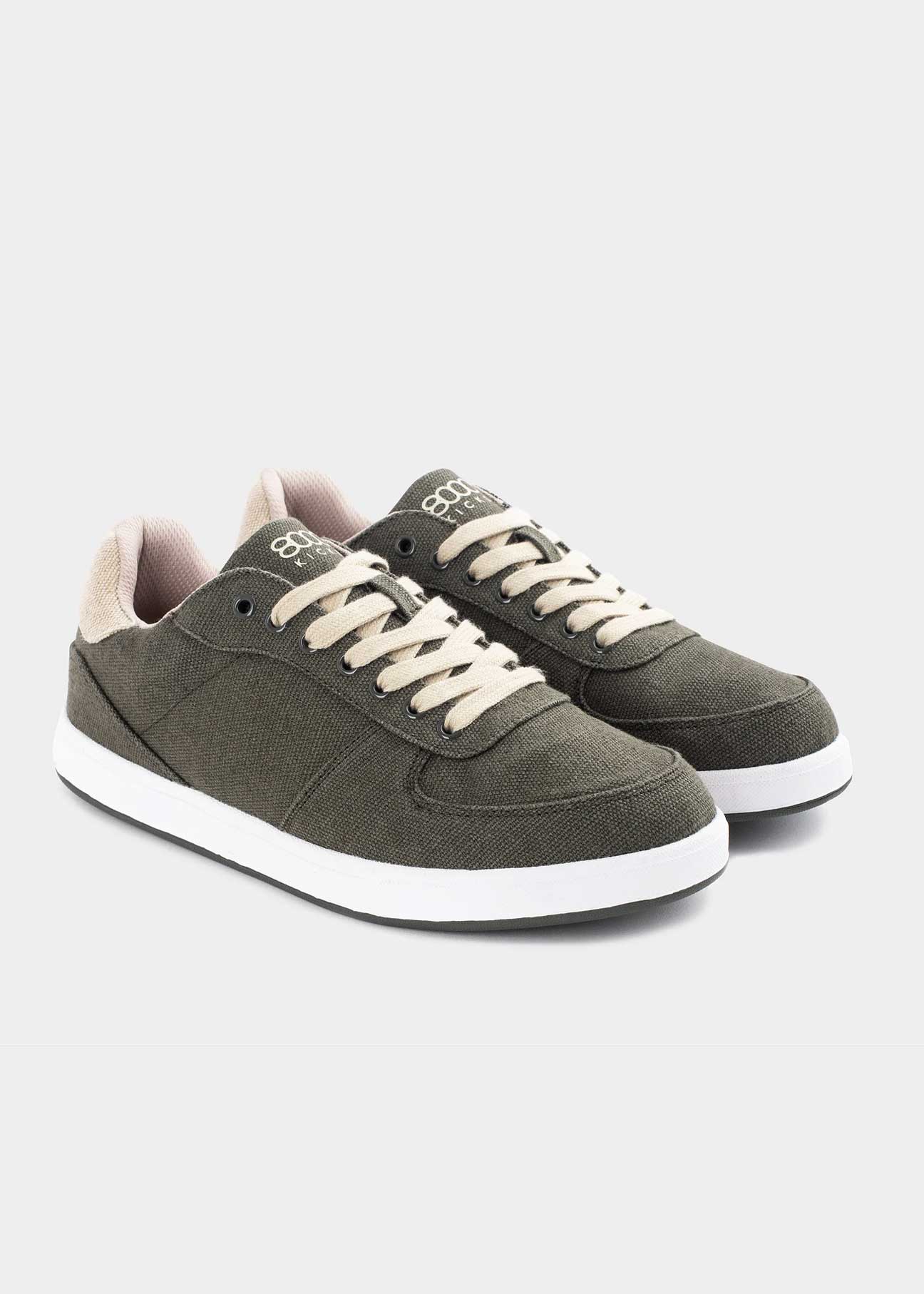 8000Kicks Seeker men’s green hemp sneaker two shoes front view