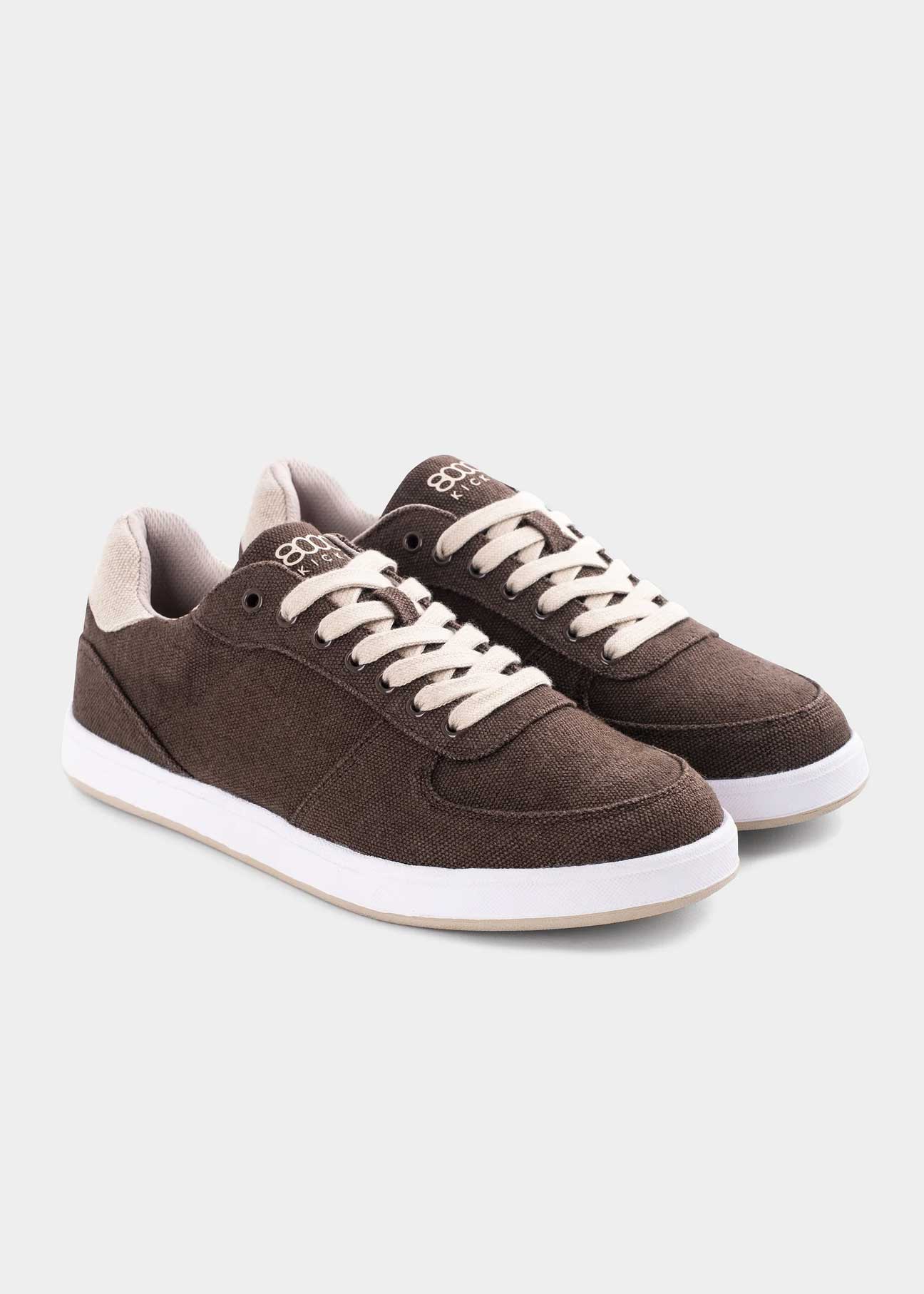 8000Kicks Seeker men’s dark brown  hemp sneaker two shoes front view