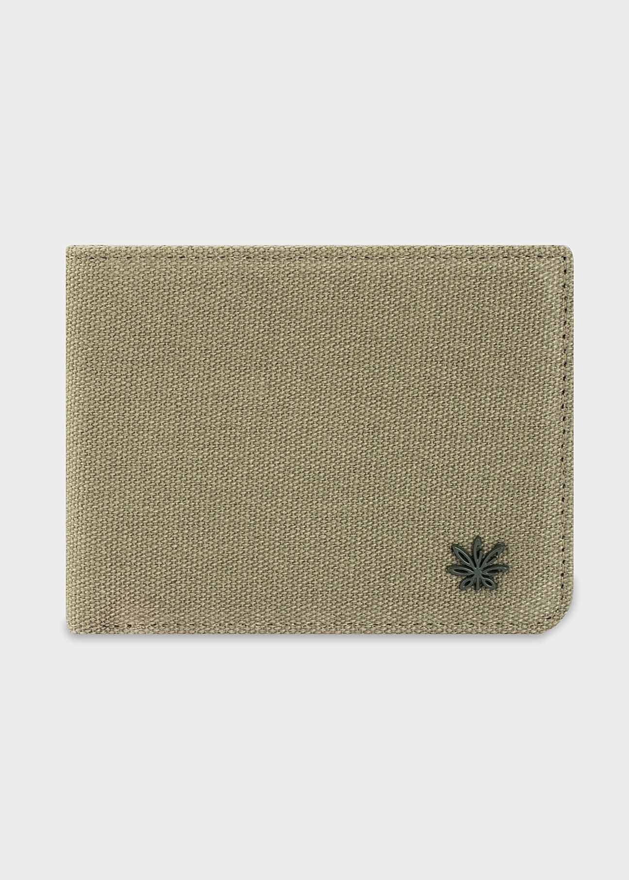 8000Kicks Stealth unisex in color green hemp vegan wallet front view