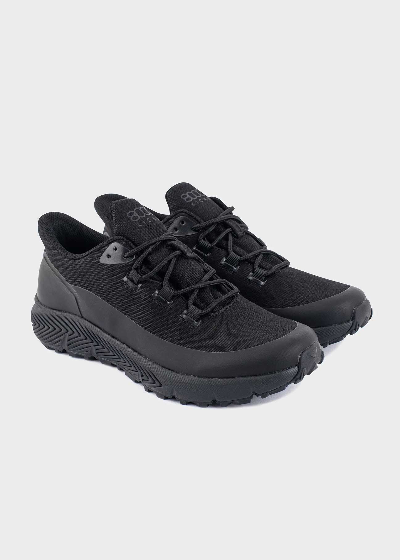 8000Kicks Trekker women’s black hemp sneaker two shoes front view