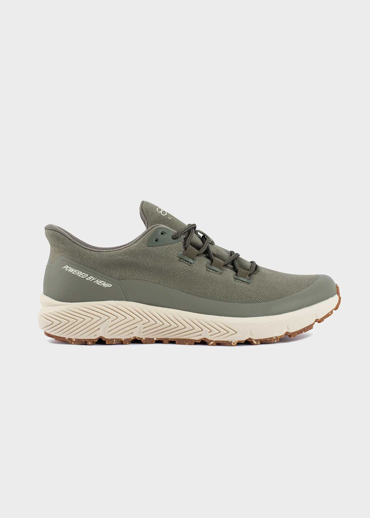 8000Kicks Trekker women’s green hemp sneaker - side view