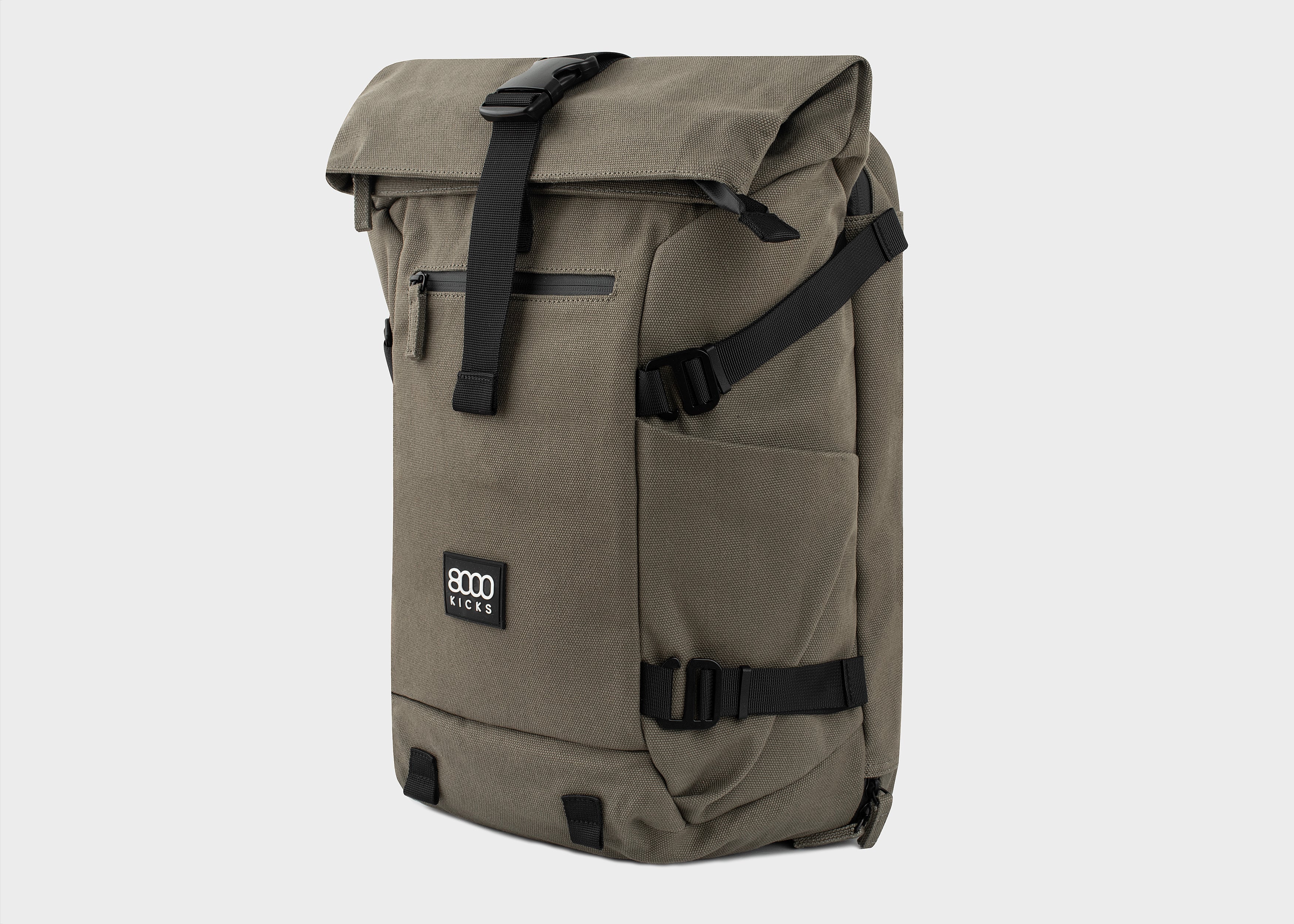 Nomad-Rolltop-Rucksack aus Hanf in Dunkelgrün